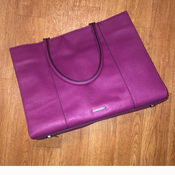 Rebecca Minkoff women's handbag tote leather purple gold hardware large - Picture 1 of 16